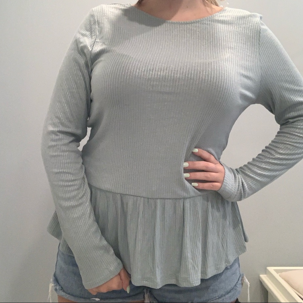 sparkly light blue long sleeve